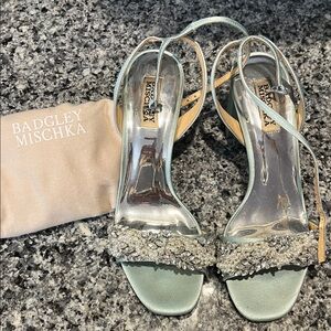 Badgley Mischka Silver Embellished Heels